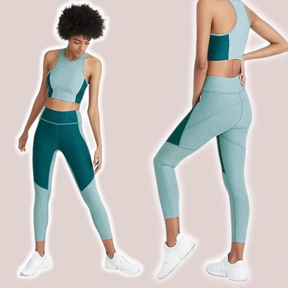 Outdoor Voices x Madewell 3/4 Crop Warmup Leggings Emerald Slate Size Medium M